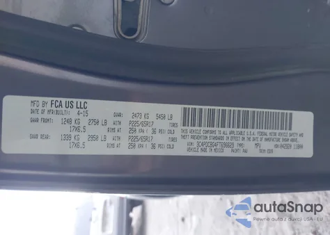 2015 Dodge Journey Sxt из США, поврежденный, VIN 3C4PDCBG4FT696629